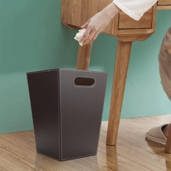 KINGFOM Classic Pu Leather Trash Can Wastebasket, Garbage Container Bin with Handles for Bathrooms, Powder Rooms, Kitchens, Home, Office and and High Class Hotel Square Brown KINGFOM Classic Pu Leather Trash Can Wastebasket, Garbage Container Bin with Handles for Bathrooms, Powder Rooms, Kitchens, Home, Office and and High Class Hotel Square Brown