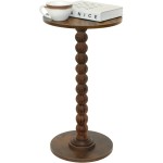 Round Side Table, Small Drink Table for Small Spaces, Modern Accent Nightstand with Solid Wood Leg for Living Room, Bedroom, Corners, and Office (Rustic Brown)