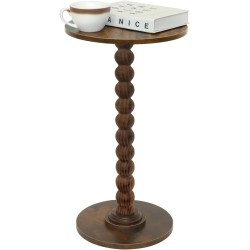 Round Side Table, Small Drink Table for Small Spaces, Modern Accent Nightstand with Solid Wood Leg for Living Room, Bedroom, Corners, and Office (Rustic Brown)
