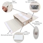 Linen Closet Organizers and Storage for Bedding Thin Blanket, Folding Sheet Storage Organizer with Visible Window (Beige)