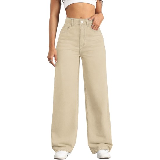 Straight Leg Jeans for Women,High Waisted Wide Leg Loose Stretchy Boyfriend Denim Pants Baggy Jeans for Women