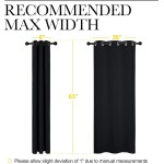 NICETOWN Pitch Black Solid Thermal Insulated Grommet Blackout Curtains/Drapes for Bedroom Window (2 Panels, 42 inches Wide by 63 inches Long, Black)