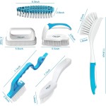 6 Pack Household Deep Cleaning Set - Kitchen, Bathroom & Floor Cleaning Brushes, Includes Scrub, Dish, Bottle, Grout, Crevice & Shoe Brushes