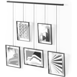 Umbra Exhibit Picture Frame Gallery Set, Adjustable Wall Collage Displays Five Photos (Two 4x6 and Three 5x7), Set of 5, Black