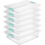 Sterilite 6-Pack Clip Box, Stackable Clear Plastic Bins with Latching Lids, Large - Writing, Arts or Crafts Supplies Storage Containers for Home, Office, Classroom and Workshop Organization