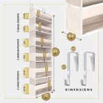 HOMELUX THEORY UPGRADED 6 Tiers Over The Door Organizer Hanging - 100D EXTRA THICK & 50lbs HUGE CAPACITY, 12 Side Mesh Pockets Over The Door Shoe Organizer, Hanging Closet Organizer (Ivory, 1pc)