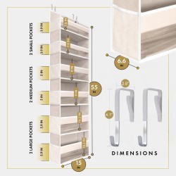 HOMELUX THEORY UPGRADED 6 Tiers Over The Door Organizer Hanging - 100D EXTRA THICK & 50lbs HUGE CAPACITY, 12 Side Mesh Pockets Over The Door Shoe Organizer, Hanging Closet Organizer (Ivory, 1pc) HOMELUX THEORY UPGRADED 6 Tiers Over The Door Organizer Hanging - 100D EXTRA THICK & 50lbs HUGE CAPACITY, 12 Side Mesh Pockets Over The Door Shoe Organizer, Hanging Closet Organizer (Ivory, 1pc)