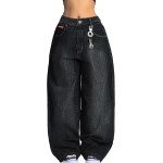 EMMIOL Women Boyfriends Hip Hop 90s Vintage Baggy Jeans Loose Denim Pants Mid-Low Waist Jeans