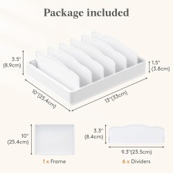 Lifewit Kitchen Cabinet Organizer for Food Contanier Lid, Lid Holder with 6 Adjustable Dividers & 7 Sections for Pantry Organizers and Storage, Home Drawer Organization, Large, 13" x 10" Lifewit Kitchen Cabinet Organizer for Food Contanier Lid, Lid Holder with 6 Adjustable Dividers & 7 Sections for Pantry Organizers and Storage, Home Drawer Organization, Large, 13" x 10"