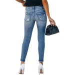 KUNMI Women's Ripped Skinny Slim Fit Jeans Frayed Distressed Stretchy Denim Pants