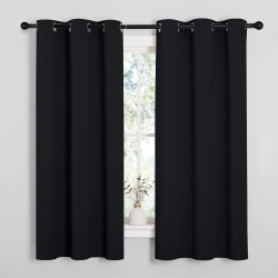 NICETOWN Pitch Black Solid Thermal Insulated Grommet Blackout Curtains/Drapes for Bedroom Window (2 Panels, 42 inches Wide by 63 inches Long, Black) NICETOWN Pitch Black Solid Thermal Insulated Grommet Blackout Curtains/Drapes for Bedroom Window (2 Panels, 42 inches Wide by 63 inches Long, Black)