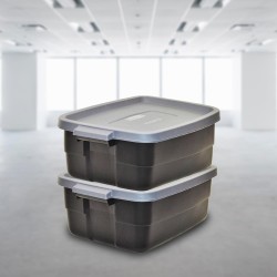 Rubbermaid 6-Pack Totes for Storage with Lids, Heavy Duty Plastic Storage Bins with Lids, Black Gray, 10 GAL - Stackable for Garage, Attic, Camping (10 GAL - 6 Pack Solid Black and Grey) Rubbermaid 6-Pack Totes for Storage with Lids, Heavy Duty Plastic Storage Bins with Lids, Black Gray, 10 GAL - Stackable for Garage, Attic, Camping (10 GAL - 6 Pack Solid Black and Grey)