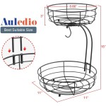 Auledio Iron 2-Tier Countertop Fruit Vegetables Basket Bowl Storage With Banana Hanger, Black, 64 ounces