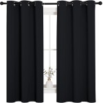 NICETOWN Pitch Black Solid Thermal Insulated Grommet Blackout Curtains/Drapes for Bedroom Window (2 Panels, 42 inches Wide by 63 inches Long, Black)