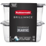Rubbermaid Brilliance BPA-Free Food Storage Containers, Medium Deep, 4.7 Cup, 2-Pack, Airtight & Leak-Proof, Microwave & Dishwasher Safe