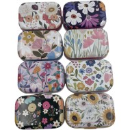 8Pcs Metal Hinged Tin Box Container Daisy Floral Farmhouse Rustic Mini Portable Small Storage Container Kit with Lid for Home Storage 2.1x1.5x1 Inch (Pastel)