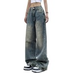 EMMIOL Women Wide Leg Jeans Mid-Low Waist Baggy Jeans Loose Boyfriends Jeans Y2K 90s Denim Pants