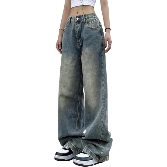 EMMIOL Women Wide Leg Jeans Mid-Low Waist Baggy Jeans Loose Boyfriends Jeans Y2K 90s Denim Pants