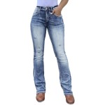 Flamingals Boot Cut Jeans for Women Trendy Stretch Jeans Butt Lifting Tummy Control Denim Pants Sea Blue 2XL