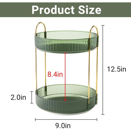 360 Rotating Makeup Organizer for Vanity,2 Tier Large Capacity Skincare Organizers,Bathroom Counter Organizer, Spinning Perfume Organizer & Vanity Organizer (Green-2 Tier) 360 Rotating Makeup Organizer for Vanity,2 Tier Large Capacity Skincare Organizers,Bathroom Counter Organizer, Spinning Perfume Organizer & Vanity Organizer (Green-2 Tier)