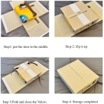 Linen Closet Organizers and Storage for Bedding Thin Blanket, Folding Sheet Storage Organizer with Visible Window (Beige)