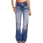 Flamingals Wide Leg Jeans for Women Low Rise Baggy Stretchy Straight Leg Bootcut Denim Pants