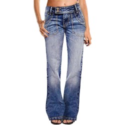 Flamingals Wide Leg Jeans for Women Low Rise Baggy Stretchy Straight Leg Bootcut Denim Pants