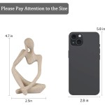 Sandstone Resin Thinker Style Abstract Sculpture Statue Collectible Figurines Home Office Bookshelf Desktop Decor(Small Sandstone,Left)