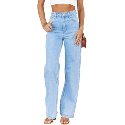 Cicy Bell Women's High Waisted Jeans Boyfriend Baggy Straight Leg Casual Denim Pants with Pockets