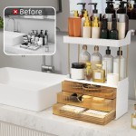 3 Large Drawers Makeup Organizer - 5 Tier Bathroom Counter Organizers and Storage, Versatile Perfume Vanity Organizer, Ideal for Cosmetic, Large Skincare, Face Mask, Office Supplies, Amber 3 Large Drawers Makeup Organizer - 5 Tier Bathroom Counter Organizers and Storage, Versatile Perfume Vanity Organizer, Ideal for Cosmetic, Large Skincare, Face Mask, Office Supplies, Amber