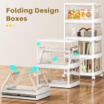 SNSLXH Portable Clear Storage Bins with Lid & Wheels, 24QT Clear Storage Bins with Lid, 4-Tier Plastic Bins with Wheels, Stackable, Magnetic Doors, for Bedroom, Living Room, Office