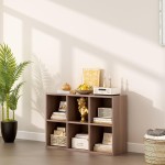6-Cube Storage Shelf Bookcase - Wooden 3-Tier Floor Standing Open Bookshelf for Home and Office, Cuby Orgainzer, Walnut