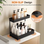 3 Pack Multi-Purpose Pull-Out Storage Organizers, 2-Tier L-Shaped Under Sink/Cabinet Organizers and Storage for Bathroom & Kitchen, Black, 12.8 Inches 3 Pack Multi-Purpose Pull-Out Storage Organizers, 2-Tier L-Shaped Under Sink/Cabinet Organizers and Storage for Bathroom & Kitchen, Black, 12.8 Inches