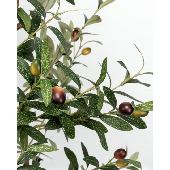6FT Artificial Olive Tree - Indoor Tall Faux Olive Trees with Planter&Basket, Large Fake Olive Silk Tree Realistic Olive Plants with Branches and Fruits for Home Decor Office Living Room