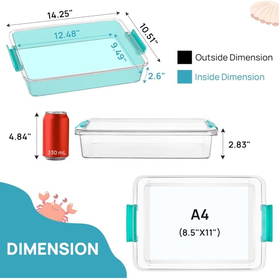 Vtopmart 6 Qt Plastic Storage Bins with Lids, Clear Sensory Bins, Arts Crafts Organizers and Storage, Stackable Containers for Home Office and School Supplies, 4 Pack