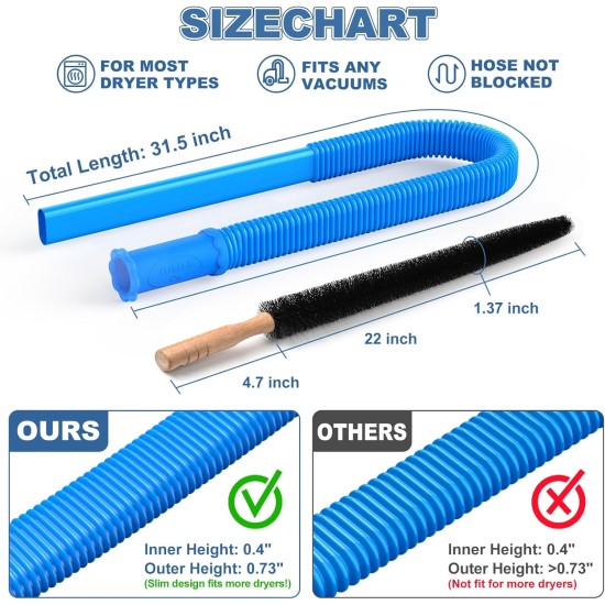 2 Pieces Dryer Vent Cleaner Kit Compatible with Most Vacuum Cleaner, Dryer Lint Brush and Vacuum Hose Attachment with Universal Connector, Quickly Lint Remover 2 Pieces Dryer Vent Cleaner Kit Compatible with Most Vacuum Cleaner, Dryer Lint Brush and Vacuum Hose Attachment with Universal Connector, Quickly Lint Remover