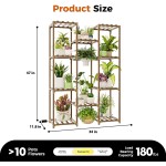 Bamworld Plant Stand with Grow Light Plant Shelf for Mutiple Pots Large Plant Holder for Living Room Patio Boho Home Decor for Gardening Warm Light