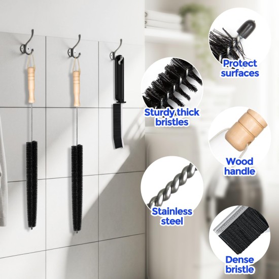 Holikme Dryer Vent Cleaner Kit 2 Pack - Household Cleaning Supplies 304 Stainless Steel Dryer Lint Brush Home Essentials for Lint Trap Dust Vacuum Brush