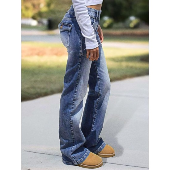Flamingals Wide Leg Jeans for Women Low Rise Baggy Stretchy Straight Leg Bootcut Denim Pants