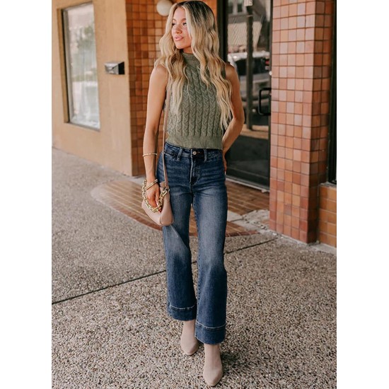 SHEWIN Women Wide Leg Jeans High Waisted Stretch Denim Pants Inseam 25-26 inch