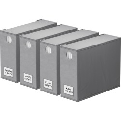 SpaceAid 4 Pack Bed Sheet Organizers and Storage, Foldable Organizer for Linen Closet, Sheets Set Folder Keeper with Window XL (Queen & King Size) Organizing Bedding Container, Gray 91ZDSN-SL01-G4