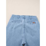 Sidefeel Women's Wide Leg Jeans High Waisted Zimbaplatinum Stretchy Straight Leg Jeans Buttoned Loose Denim Pants with Pocket