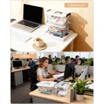 NUMIFUN Plastic Storage Bins with Lids 6 Pack Storage Organizer, 7 Quart Stackable Storage Bins with Buckle-Up Latches and Handle Storage totes easy for Home Office Pantry Organization, Clear Lids