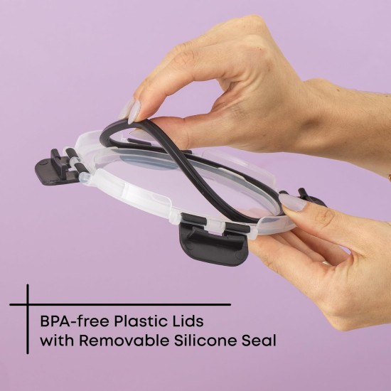 JoyJolt 24pc Borosilicate Glass Storage Containers with Lids | 12 Airtight/Freezer Safe Food Storage Containers for Pantry and Kitchen | Meal Prep Container for Lunch | Glass Tupperware Set