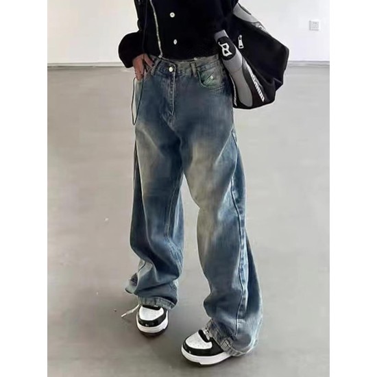 EMMIOL Women Wide Leg Jeans Mid-Low Waist Baggy Jeans Loose Boyfriends Jeans Y2K 90s Denim Pants