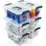 NUMIFUN Plastic Storage Bins with Lids 6 Pack Storage Organizer, 7 Quart Stackable Storage Bins with Buckle-Up Latches and Handle Storage totes easy for Home Office Pantry Organization, Clear Lids