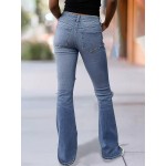 Flamingals Women's Bell Bottom Jeans Flared Ripped Stretchy Mid Rise Cut Out Distressed Denim Bootcut Jeans