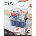 NUMIFUN Plastic Storage Bins with Lids 6 Pack Storage Organizer, 7 Quart Stackable Storage Bins with Buckle-Up Latches and Handle Storage totes easy for Home Office Pantry Organization, Clear Lids