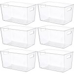 Vtopmart 6 PCS Clear Plastic Storage Bins, Pantry Organizer Containers with Handle for Refrigerator, Fridge, Cabinet, Kitchen, Countertops, Cupboard, Home Organization and Storage, XL