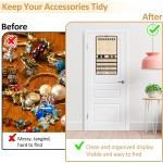 Hanging Jewelry Organizers and Storage, Double-Sided Jewelry Necklace Holder for Jewelries, Earrings, Accessories, Rings on Closet, Door, Wall (1,Beige)